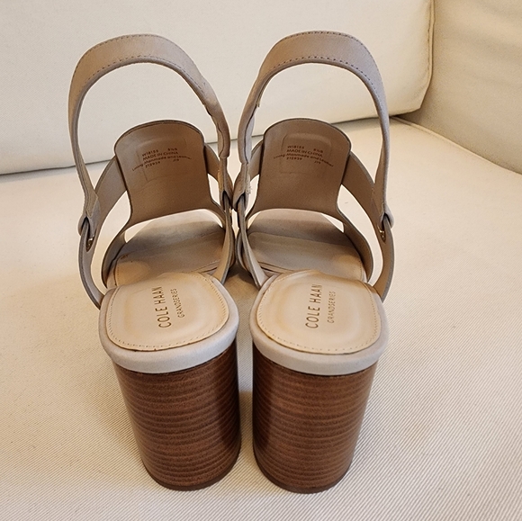 Cole Haan Beige Grey Block Heel Sandals 8.5 NWOB - Picture 3 of 5